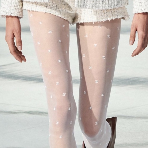 CHANEL Accessories - Temp Sale!! Chanel 20k Runway Logo Tights White